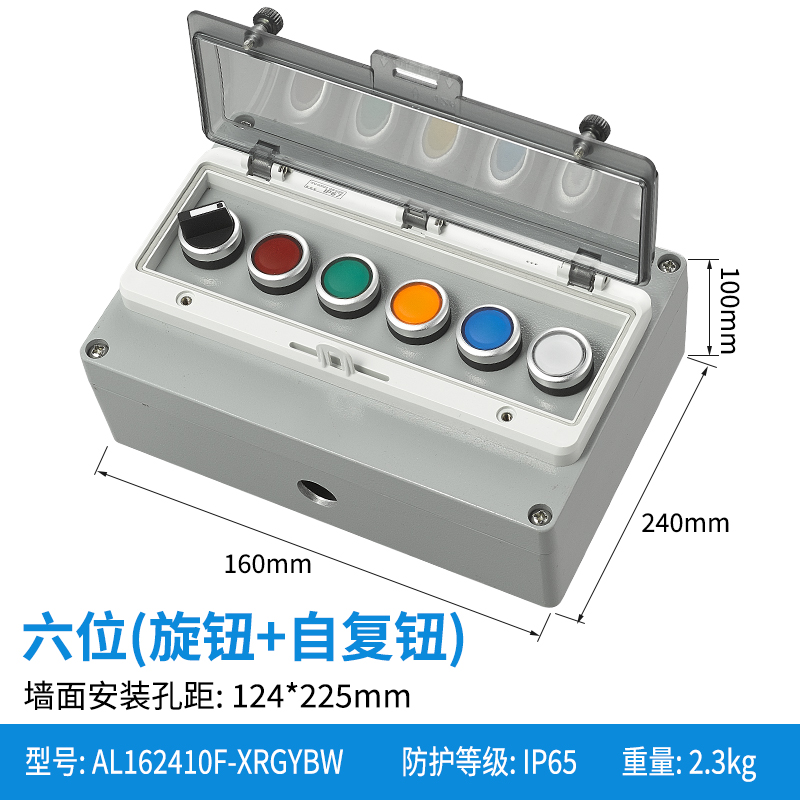 铸铝六位 旋钮+5自复钮-AL162410F-XRGYBW