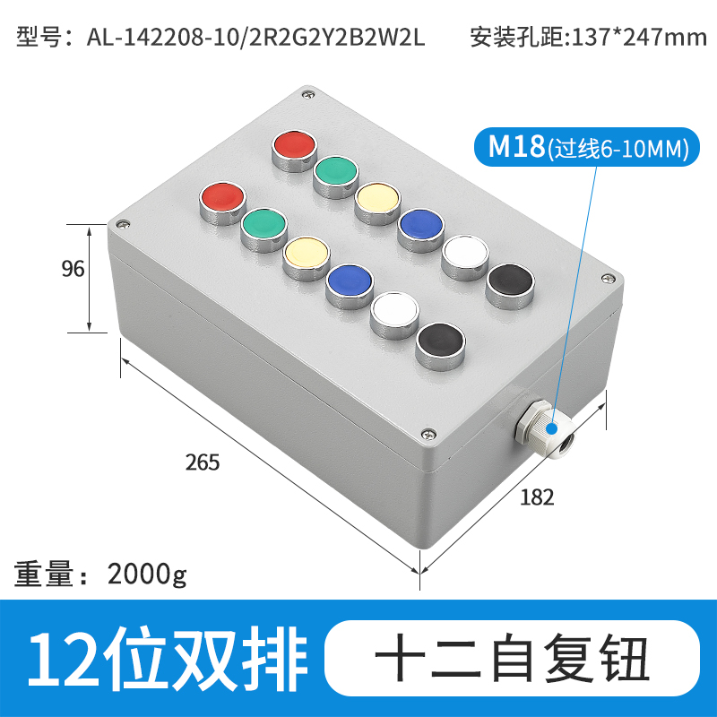 12位双排十二自复钮-AL142208-12/2R2G2Y2B2W2L