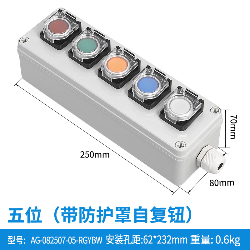 五位带防护罩自复钮-AG-082507-05-RGYBW(防护罩)
