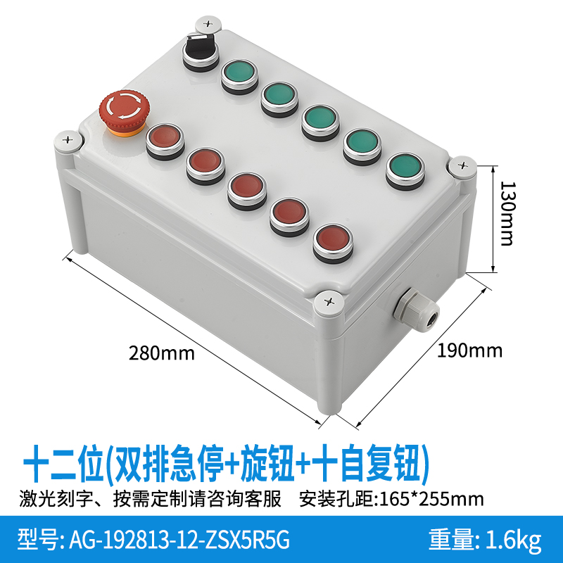 十二位双排急停+旋钮+十自复钮-AG192813-12-ZSX5R5G