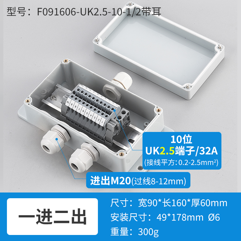 一进二出10位32A-F091606-UK2.5-10-1/2带耳