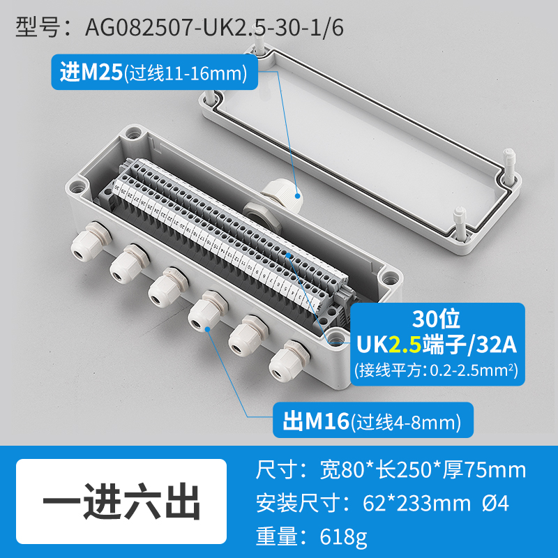 一进六出30位32A-AG082507-UK2.5-30-1/6