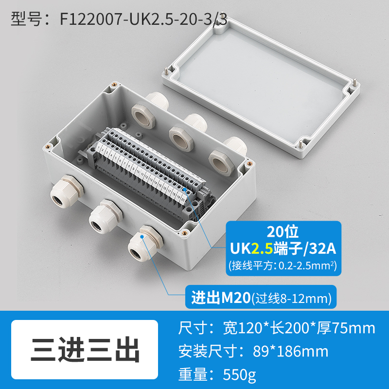 三进三出20位32A-F122007-UK2.5-20-3/3