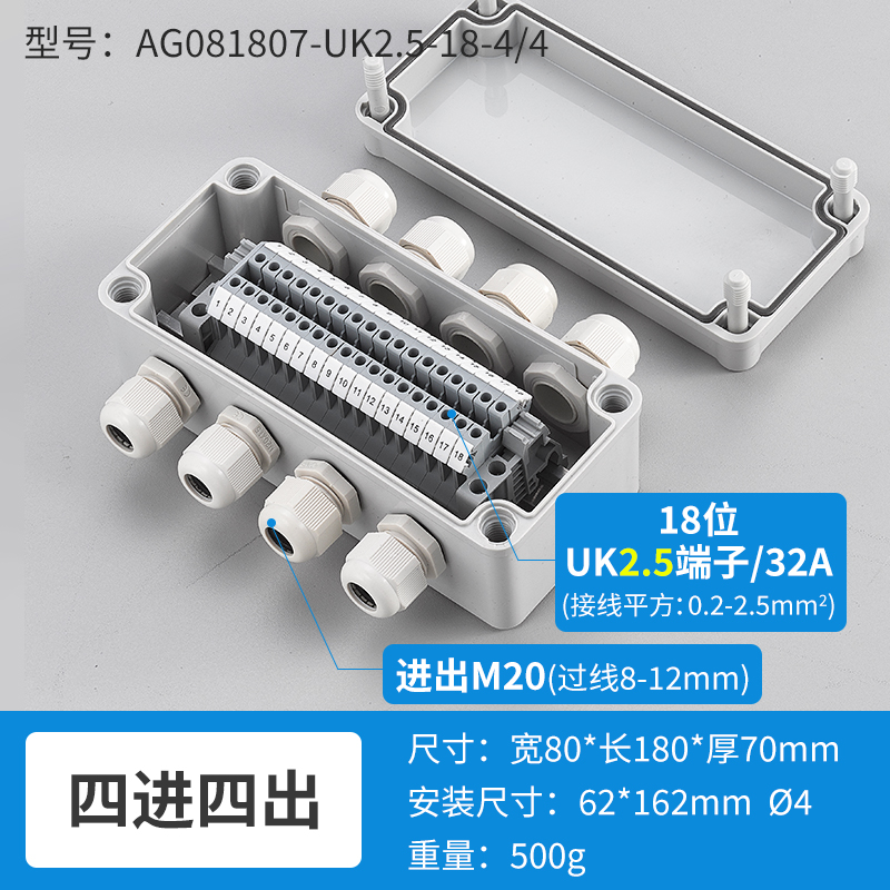 四进四出18位32A-AG081807-UK2.5-18-4/4