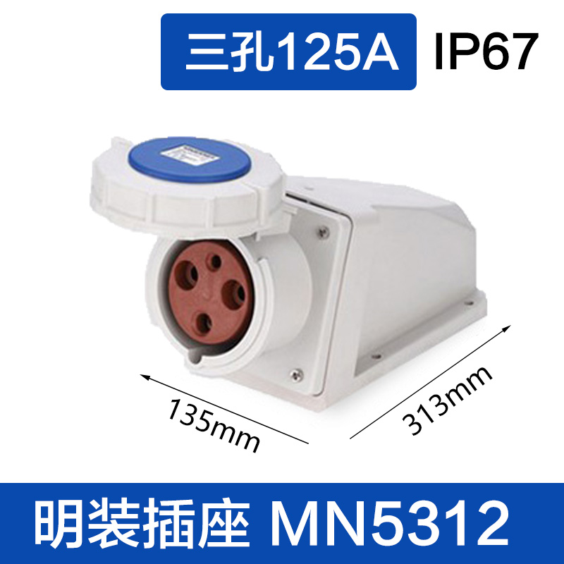 MN5312三孔125A 明装插座
